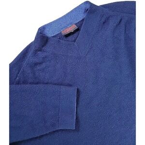 Lenor Ramano 100% Cashmere Pullover Men's Sweater LARGE V NECK‎ NAVY EUC